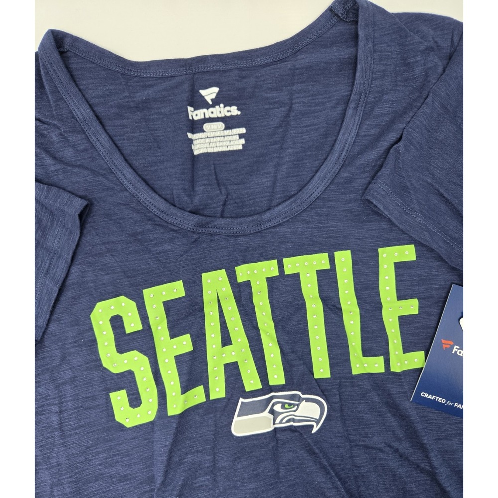 Seattle Seahawks Shirt Womens M‎ Blue Fanatics Short Sleeve Round Neck NFL